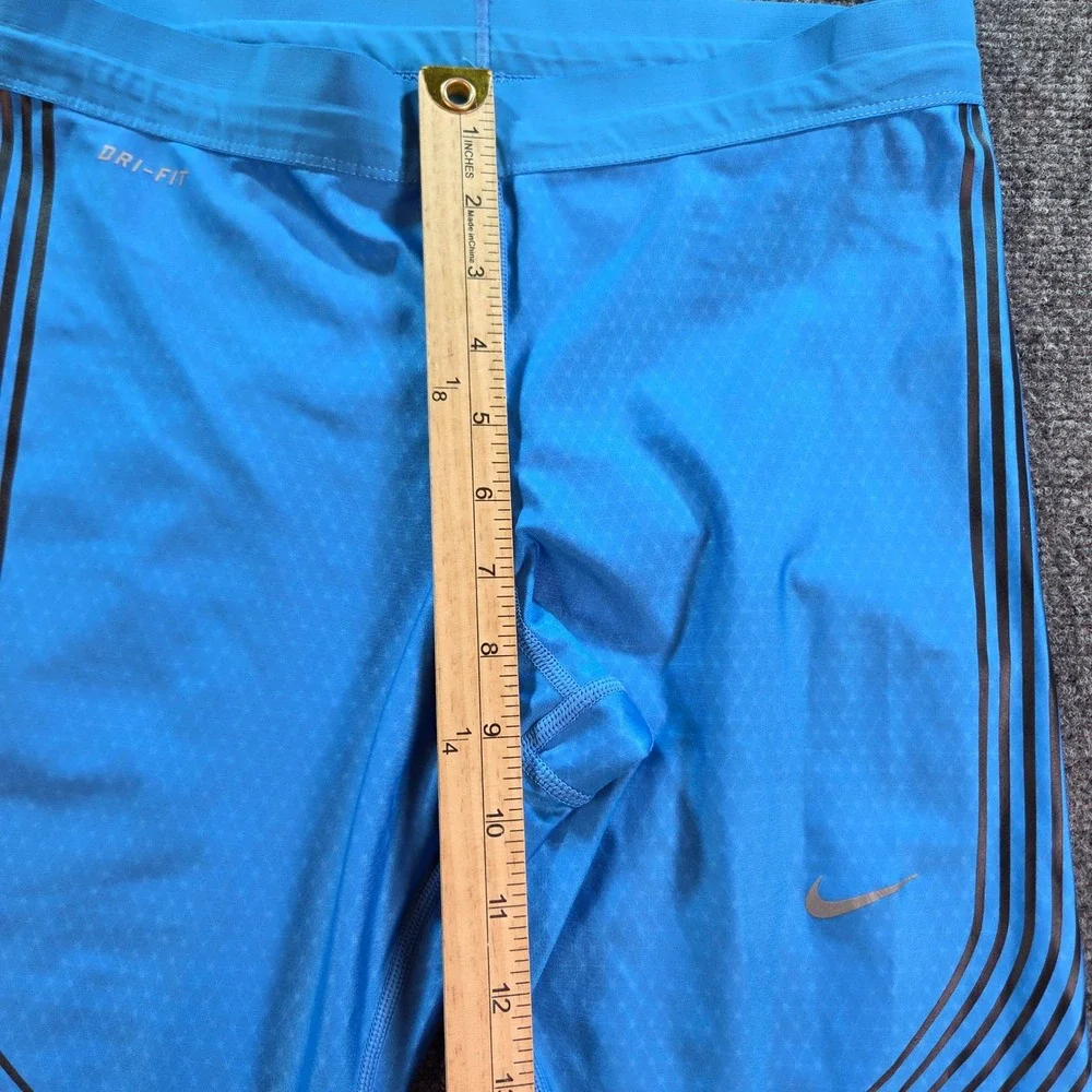 Nike Dri-FIT Running Leggings Women Medium Blue Striped Cropped RN56323
